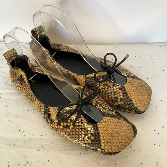 Frame Le Sunset Ballet Flats Python Multi Print Brwn/Blk Lambskin 39.5 Quiet Lux - Picture 1 of 16